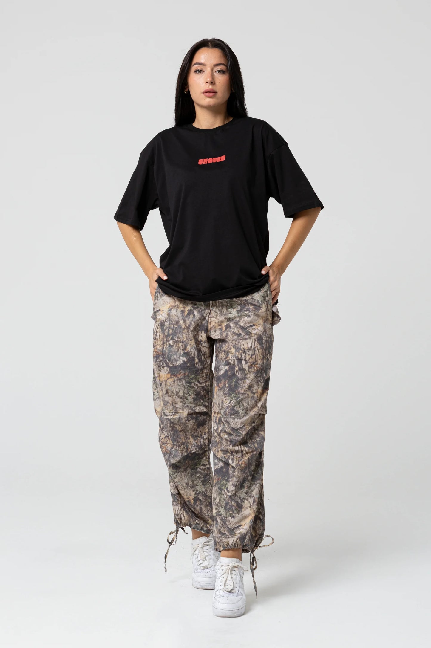 Fish Oversize Siyah T-Shirt