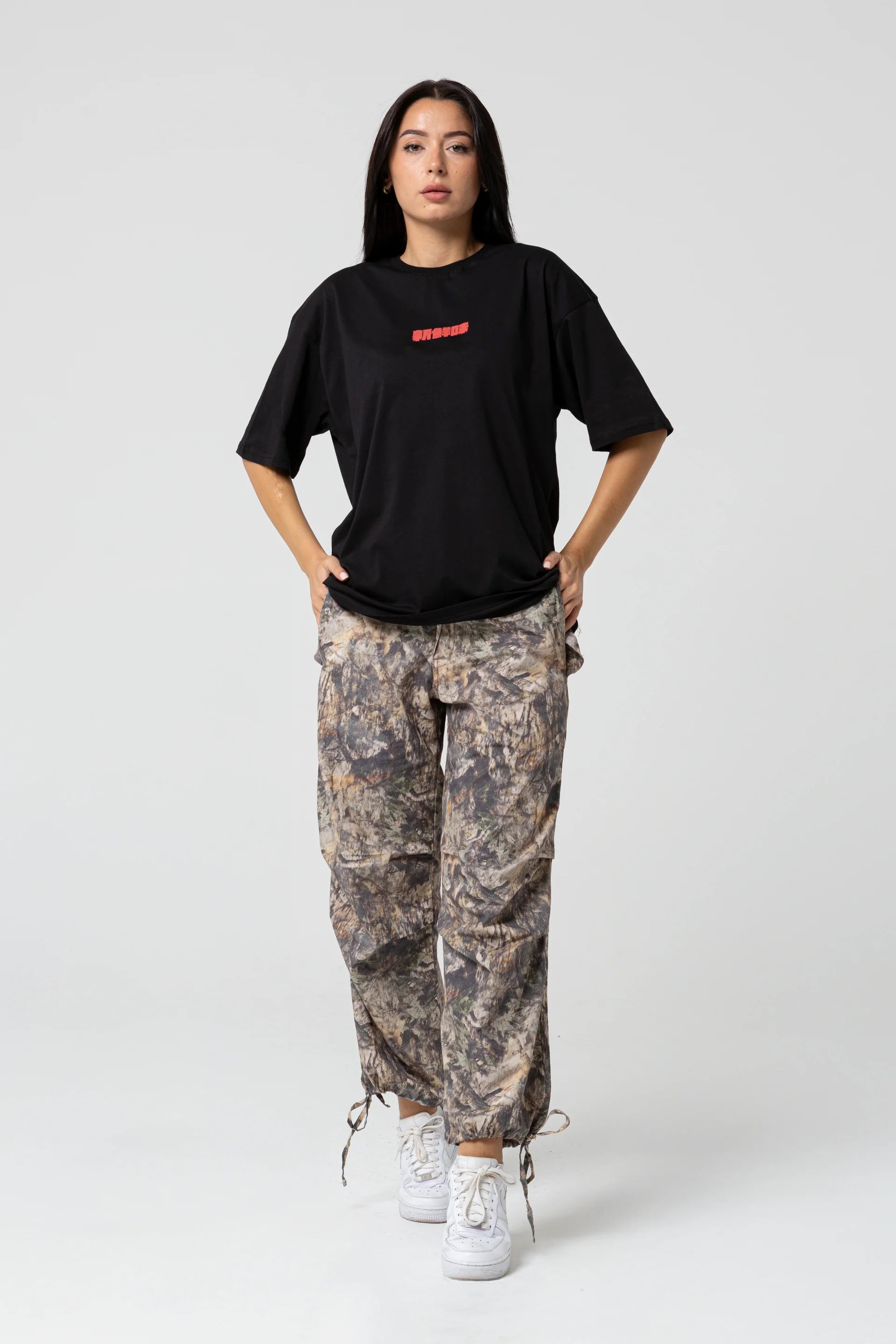 Fish Oversize Siyah T-Shirt