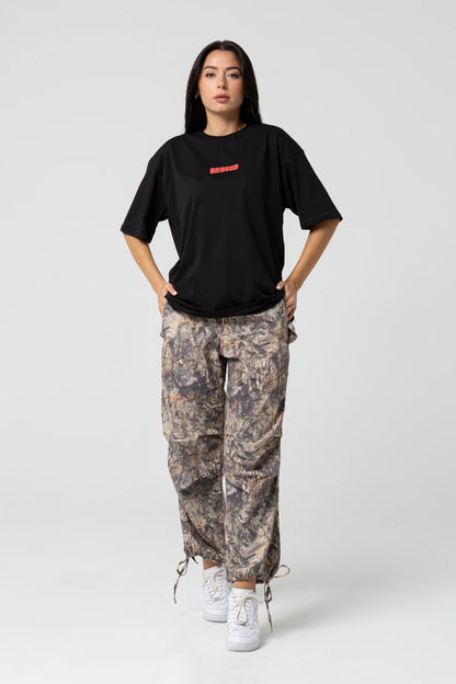 Fish Oversize Siyah T-Shirt