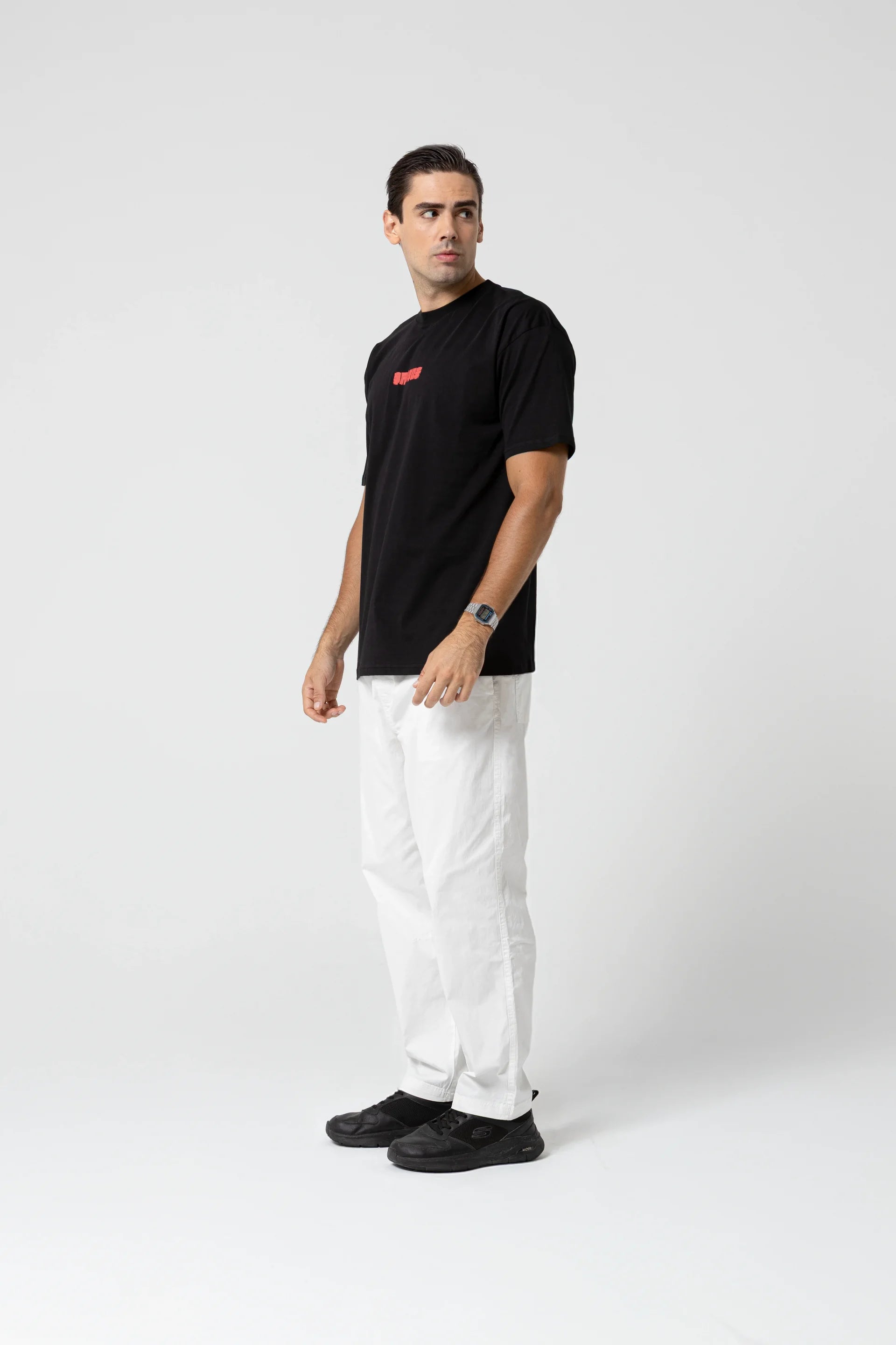 Fish Oversize Siyah T-Shirt