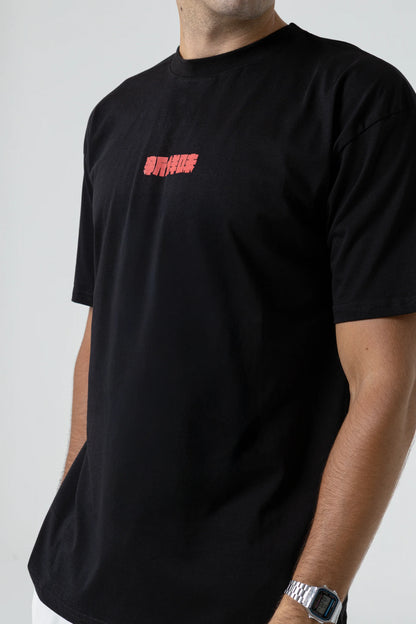 Fish Oversize Siyah T-Shirt