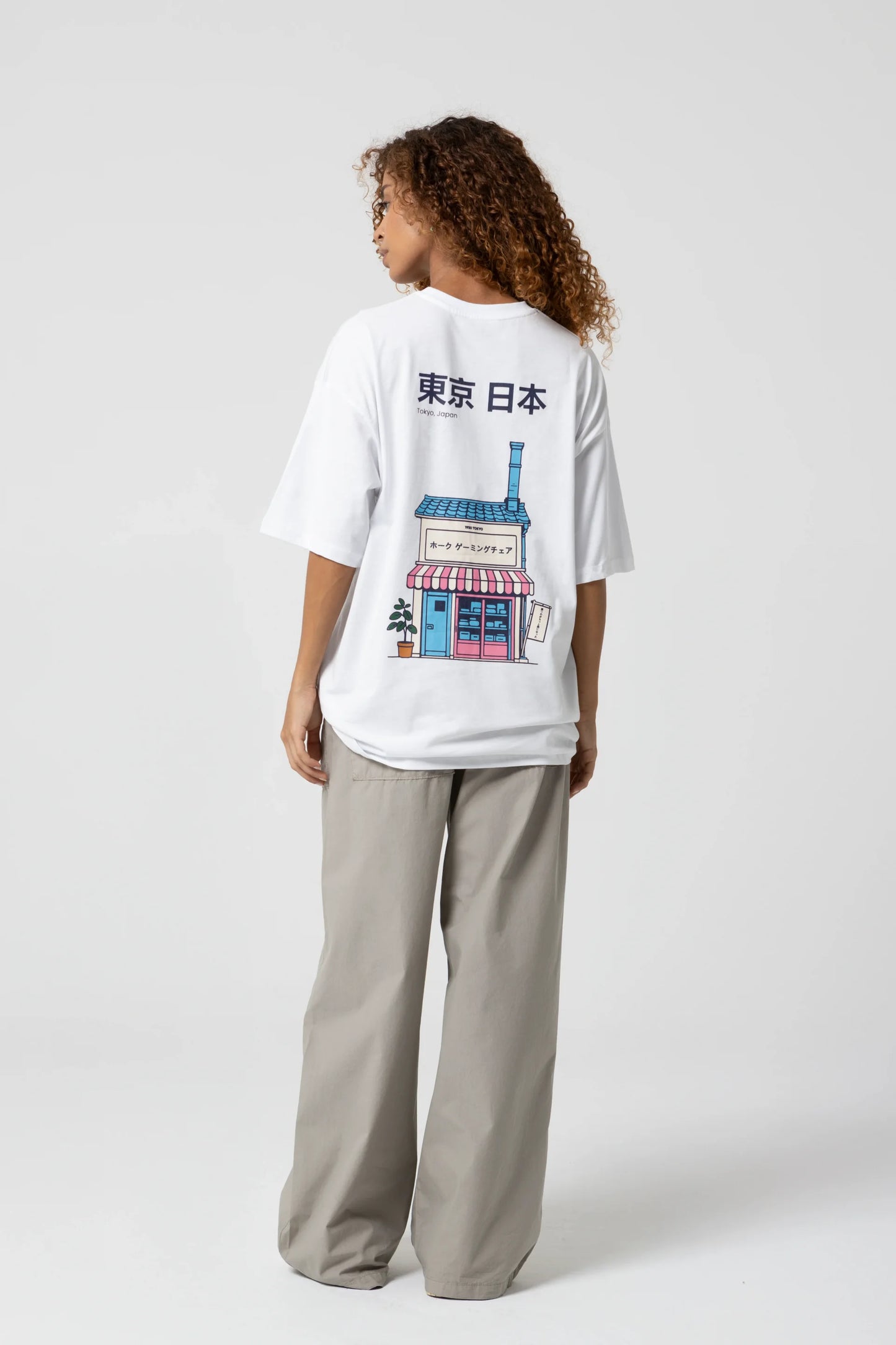 Japan House Oversize Beyaz T-Shirt