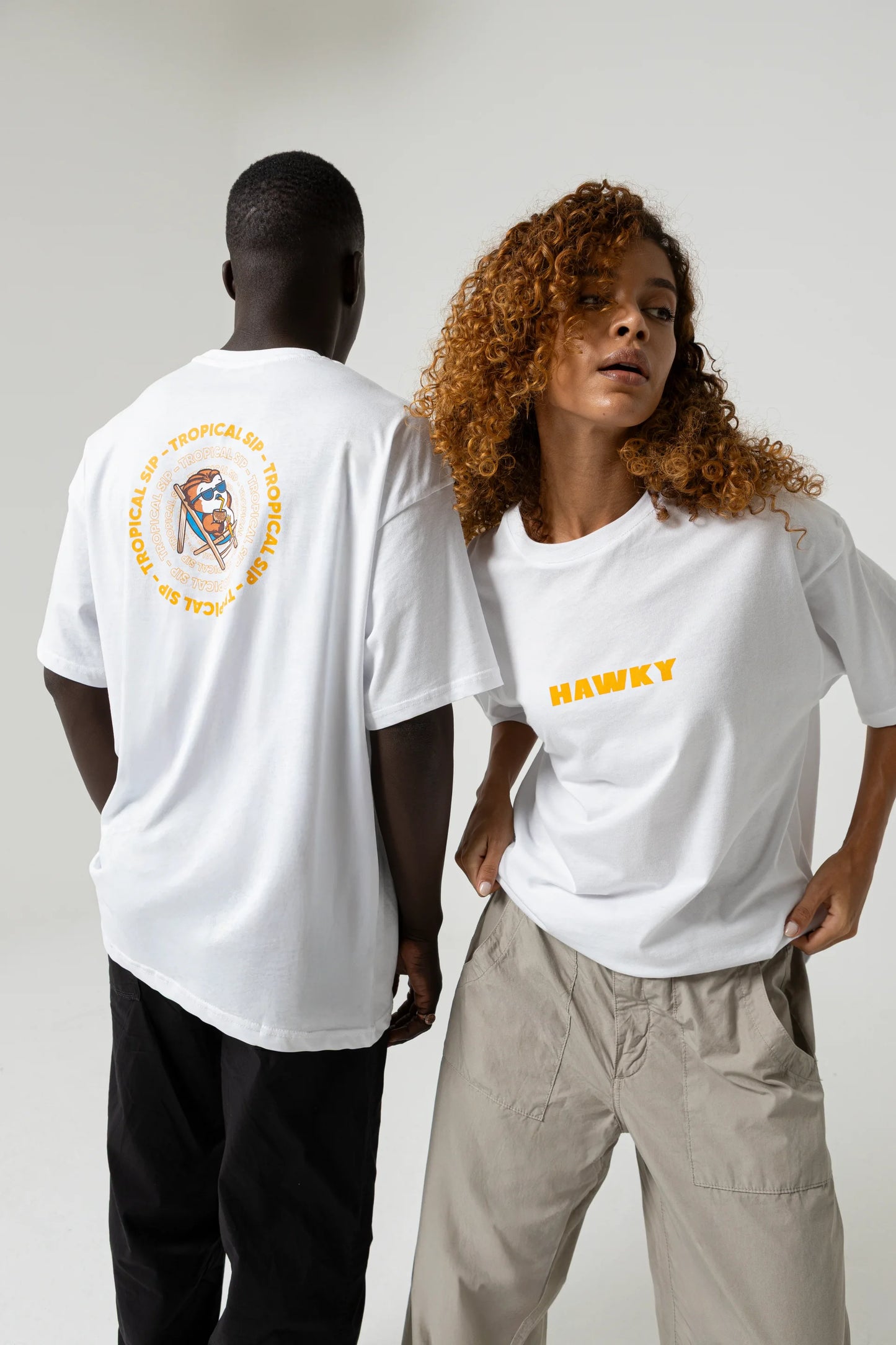 Tropical Oversize Beyaz T-Shirt