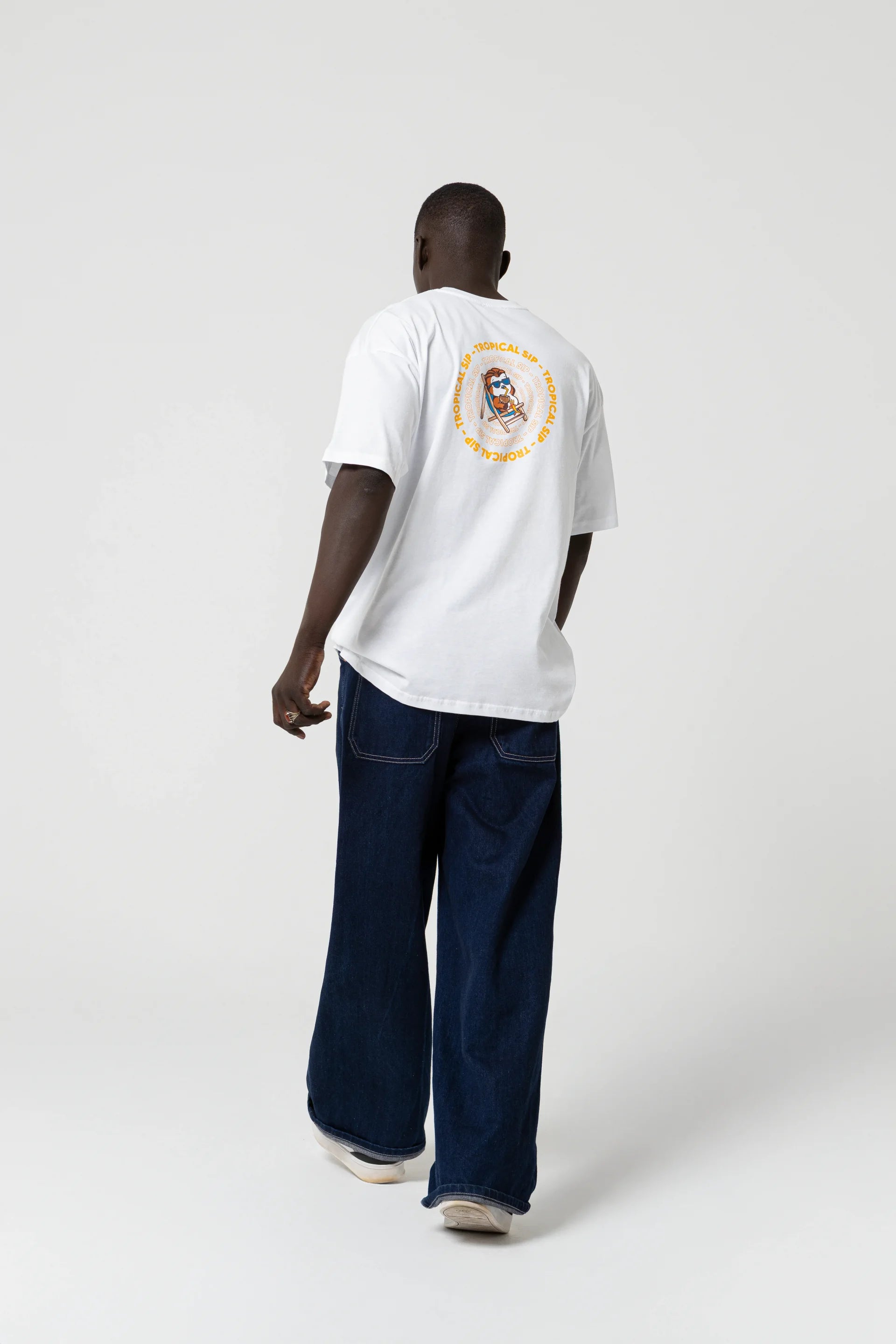 Tropical Oversize Beyaz T-Shirt