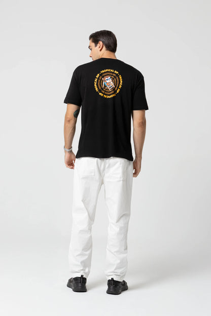 Tropical Oversize Siyah T-Shirt
